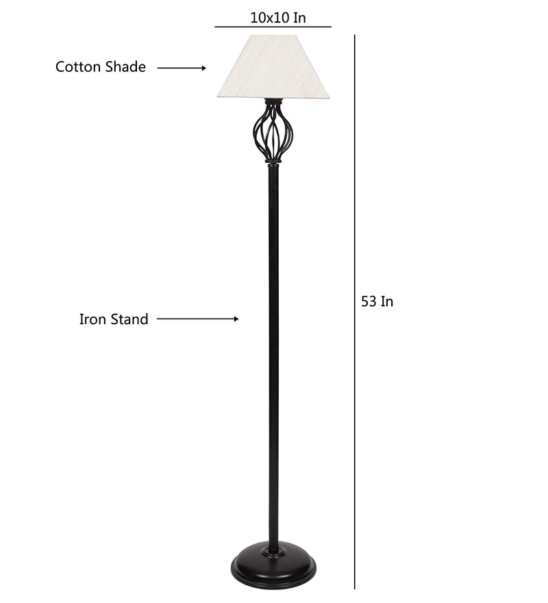 Off White Rectangular Basket Stick Pipe Wrought Iron Floor Lamp (Off-White)