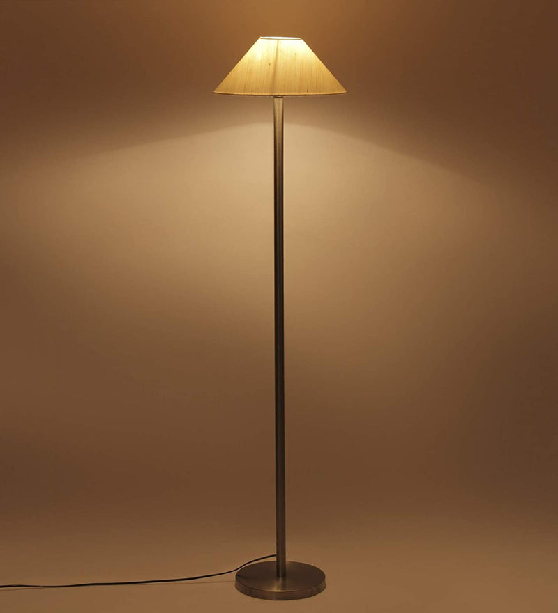 Off-White Designer Steel Floor Lamp for Home Decor (13" Off-White, Medium)