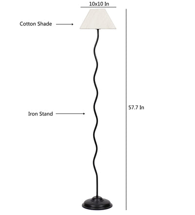 Off White Rectangular Cotton Designer Zig Zag Iron Floor Lamp (Off White)