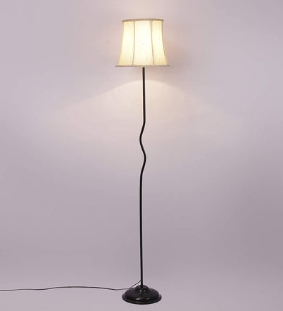 Cotton Soft Back Designer Wrought Iron Floor Lamp for Home Decor (Off White Medium)