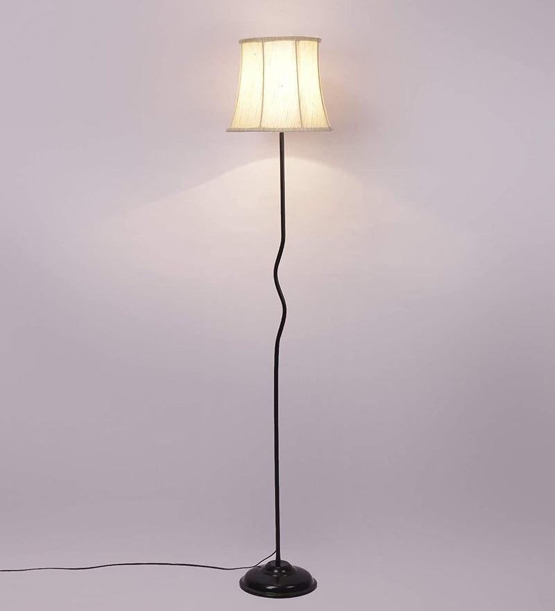 Cotton Soft Back Designer Wrought Iron Floor Lamp for Home Decor (Off White Medium)