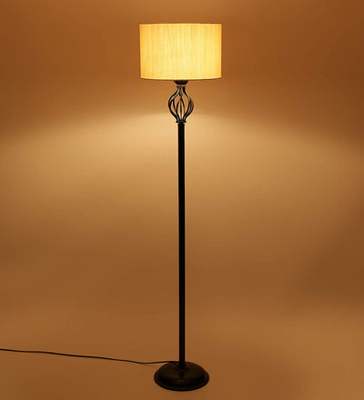 Metal Floor Lamp with Base and Shade, Off White, Pack of 1 Lamp Stand, 1 Base, 1 Weight, 1 Shade , 1 wire connector