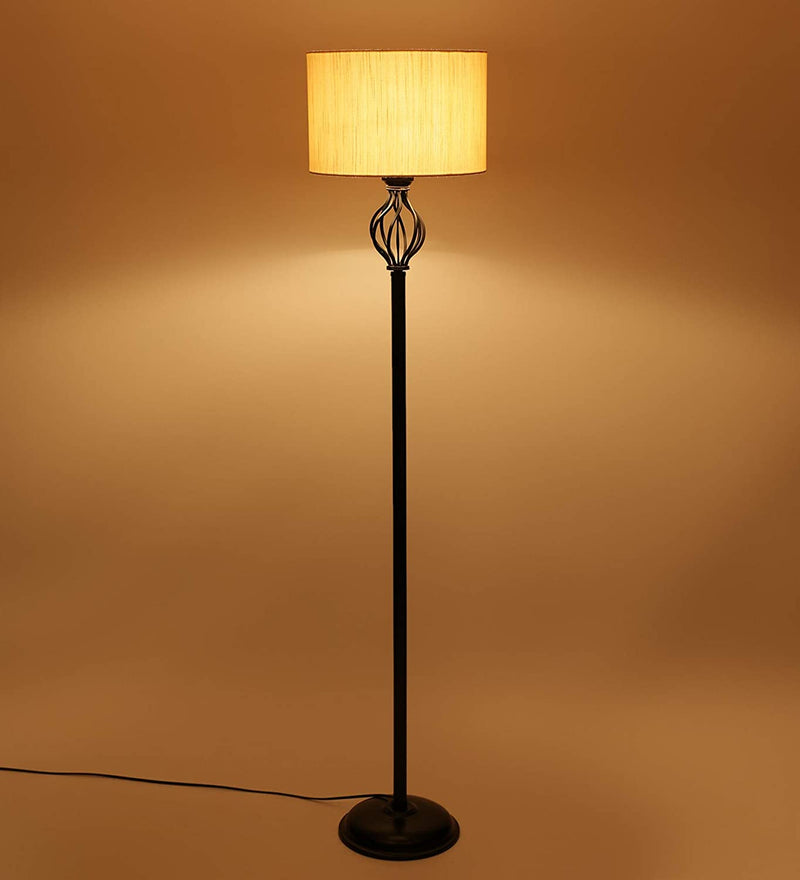 Metal Floor Lamp with Base and Shade, Off White, Pack of 1 Lamp Stand, 1 Base, 1 Weight, 1 Shade , 1 wire connector
