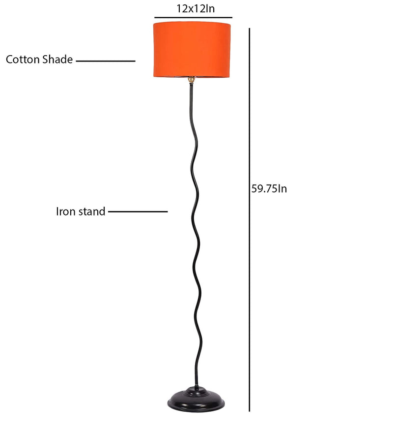 Metal Floor Standing Lamp with Base and Shade, Orange, Pack of 1 Floor Lamp Stand,1 Base, 1 Shade