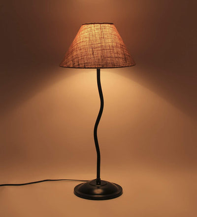 Beige Jute Zig Zag Iron Table Lamp