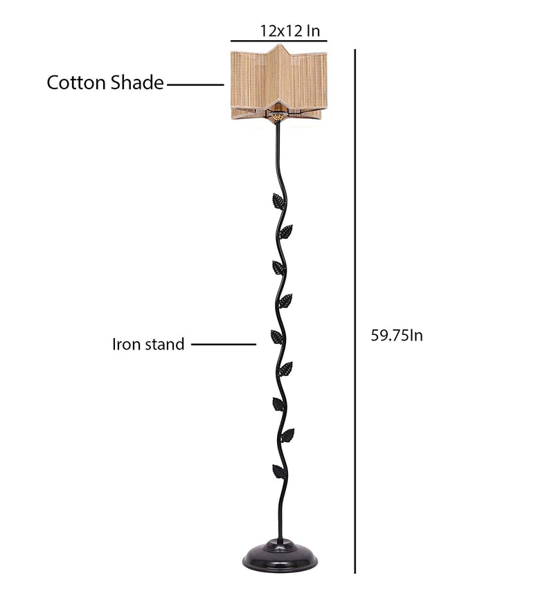 Bamboo Star Leaf Iron Floor Standing Lamp (Natural)