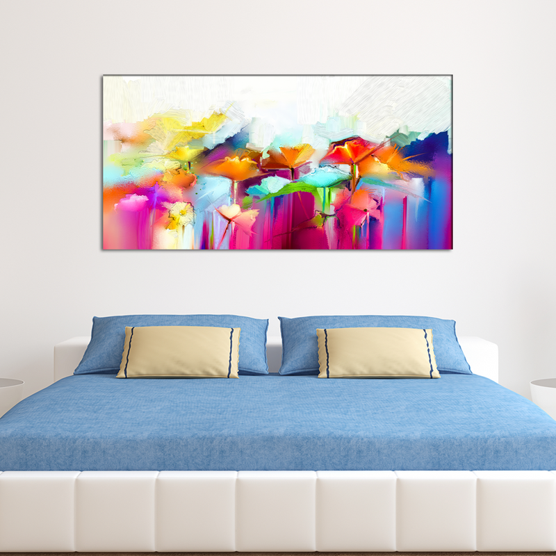 Multicolored Abstract Flower Canvas Wall Painting
