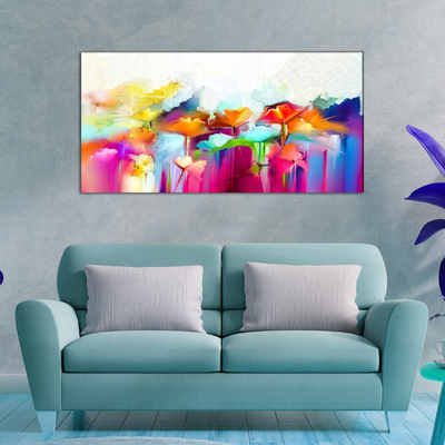 Multicolored Abstract Flower Canvas Wall Painting
