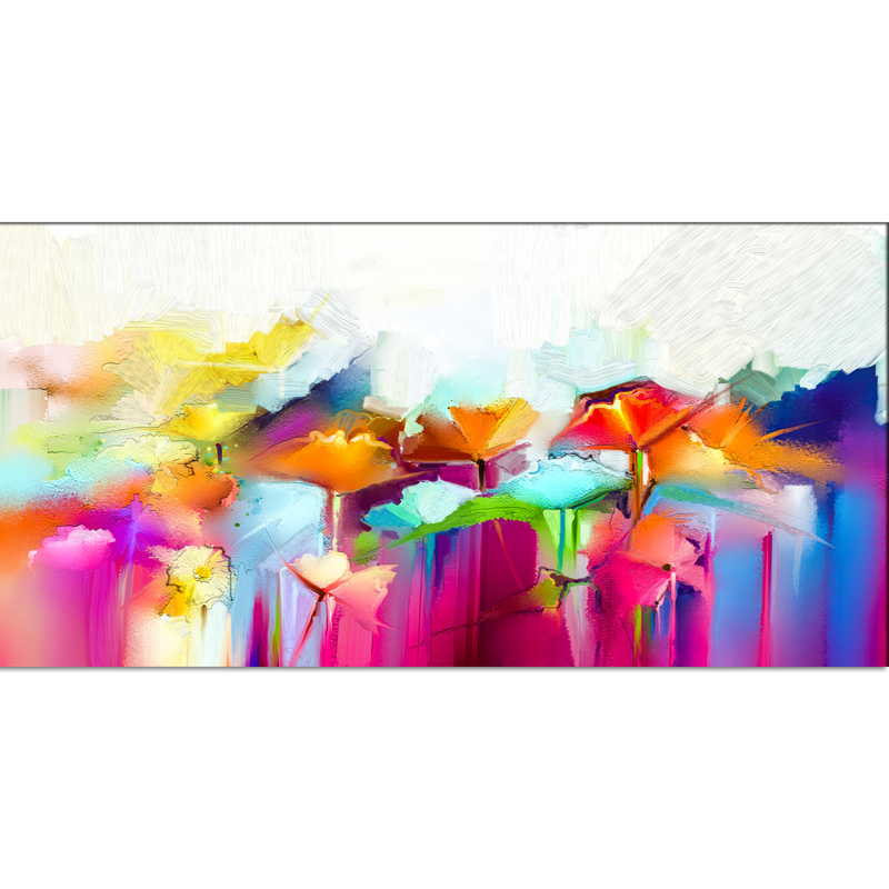 Multicolored Abstract Flower Canvas Wall Painting