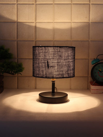 Iron Table lamp with Blue Jute Shade