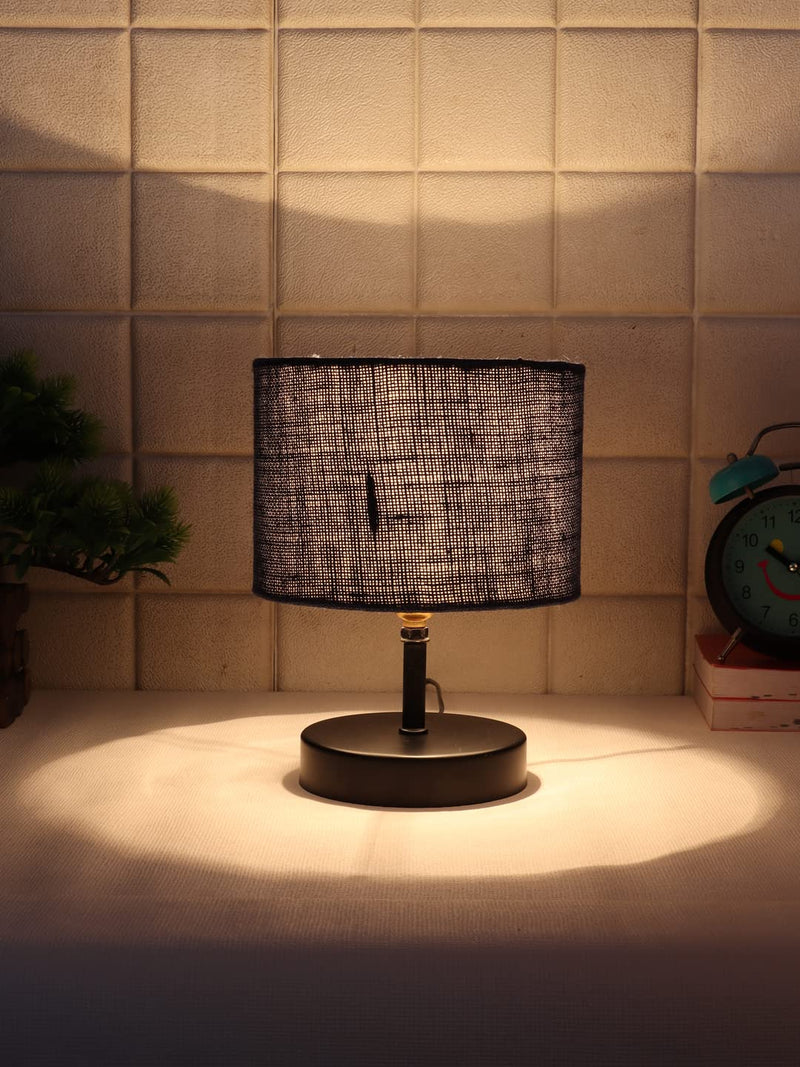 Iron Table lamp with Blue Jute Shade