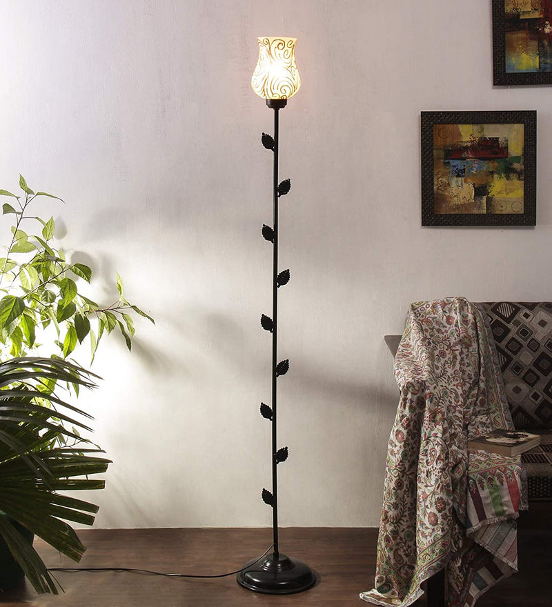 Golden Designer Plain Patti /Fashionable Wrought Iron Floor Lamp for Home Decor (Golden, Medium)