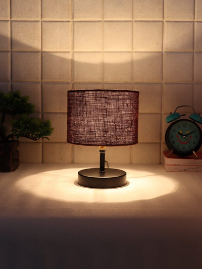 Iron Table lamp with Brown Jute Shade