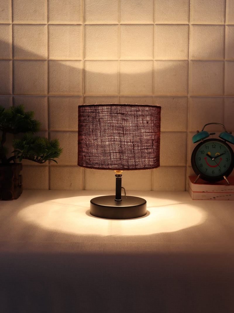 Iron Table lamp with Brown Jute Shade