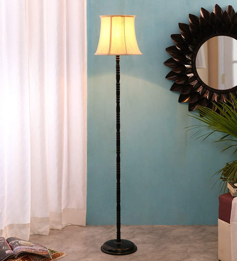 Cotton Off White Designer Iron Floor Lamp (Off - White)