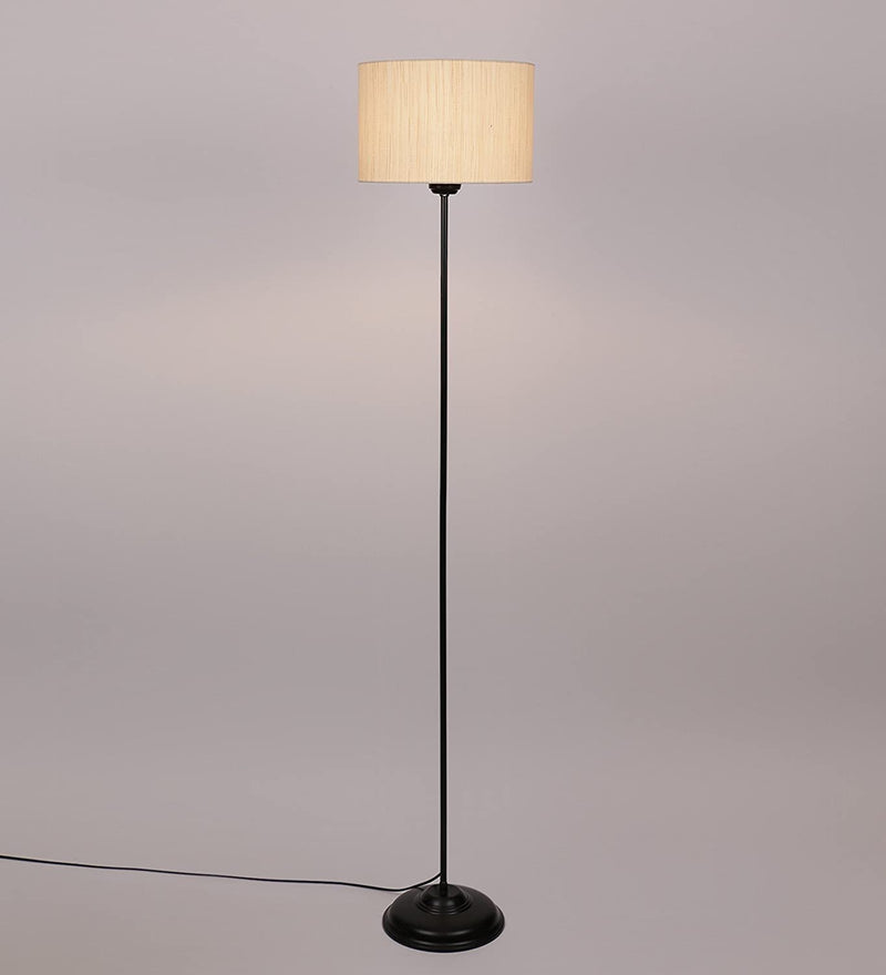 Metal Floor Lamp with Base and Shade, Off White, Pack of 1 Lamp, 1 Base, 1 Shade