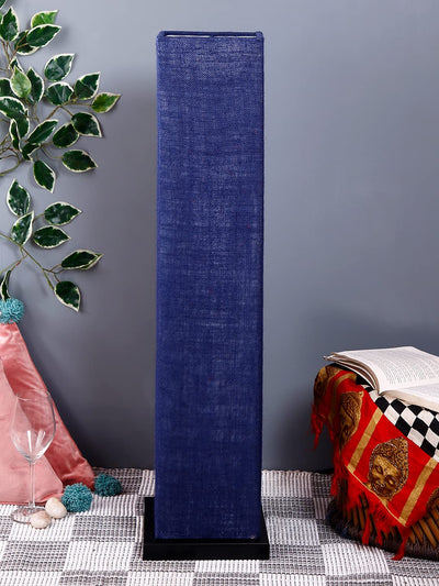 Blue Jute Square Shade Floor lamp with Black Iron Base