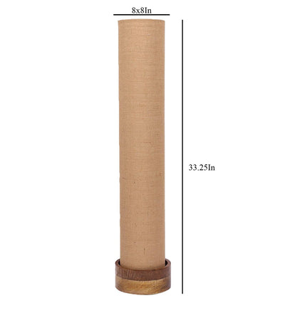 Beige Jute Round Natural Wood Floor Lamps (Beige, Jute)