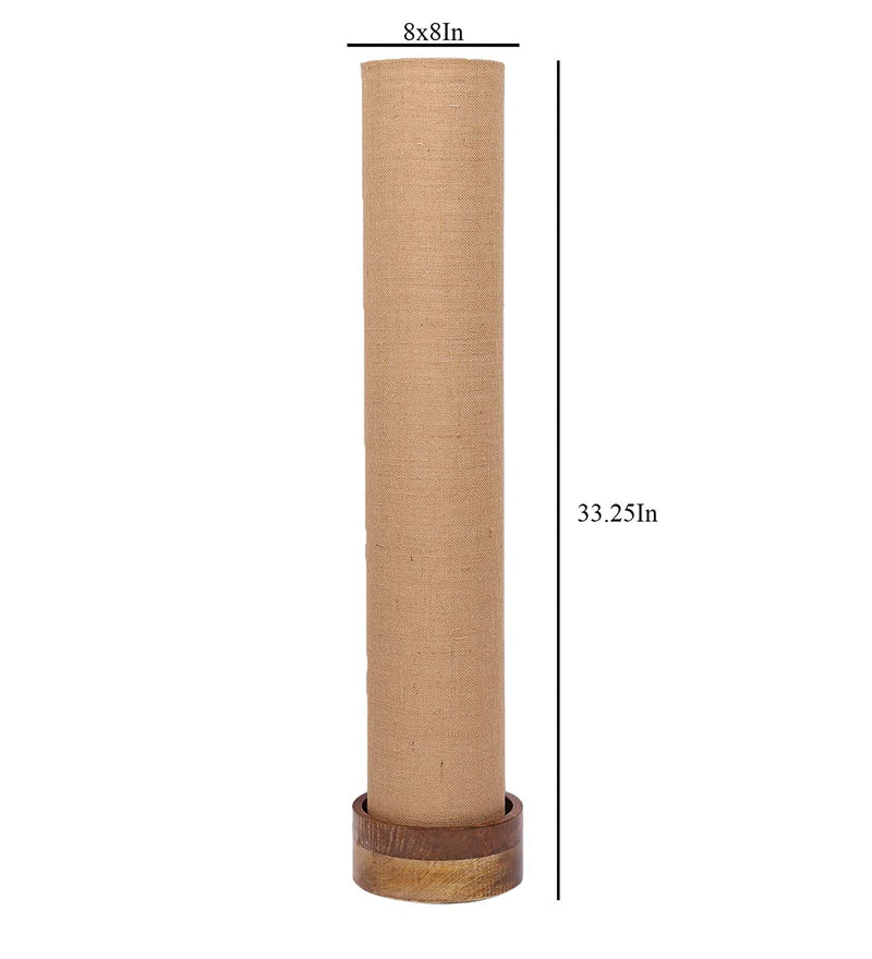 Beige Jute Round Natural Wood Floor Lamps (Beige, Jute)