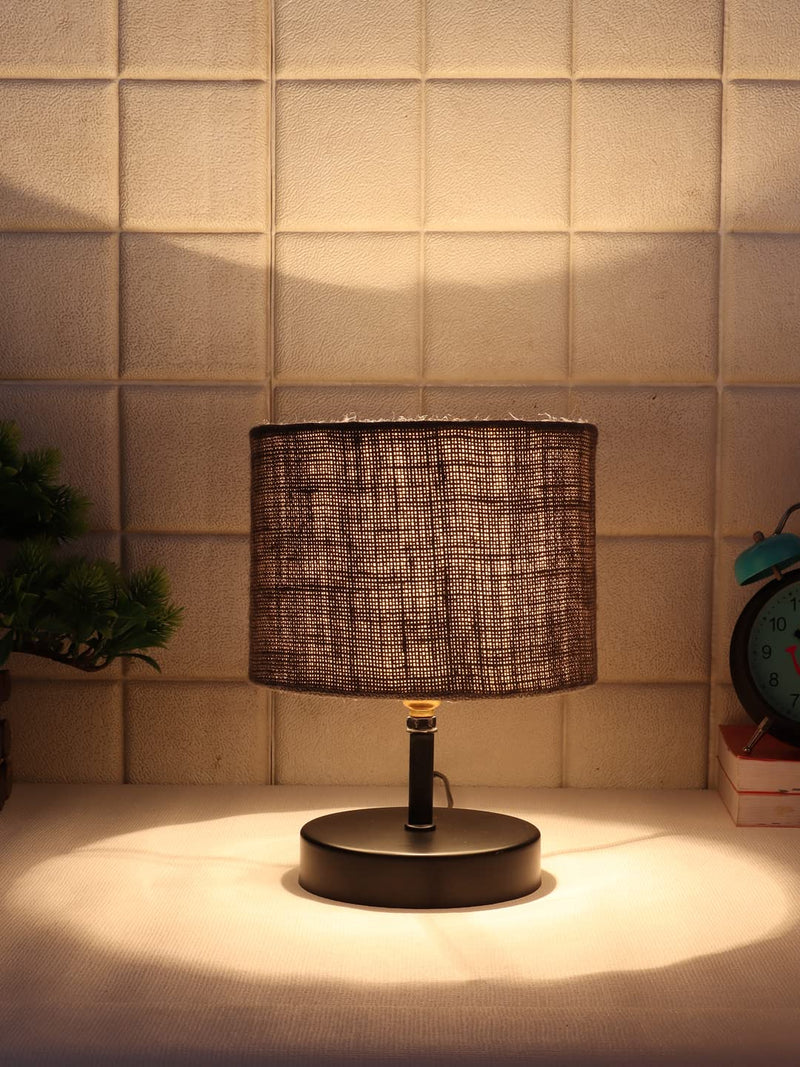 Iron Table lamp with Grey Jute Shade