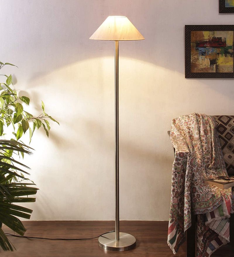 Off-White Designer Steel Floor Lamp for Home Decor (13" Off-White, Medium)