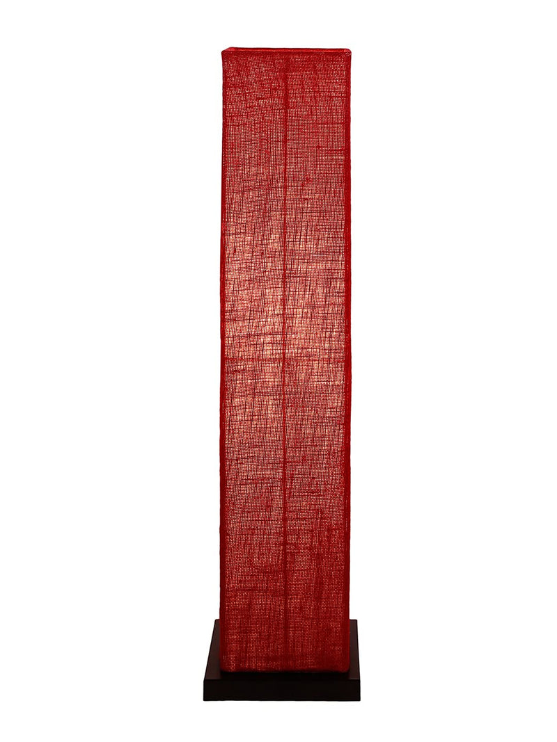 Maroon Jute Square Shade Floor lamp with Black Iron Base