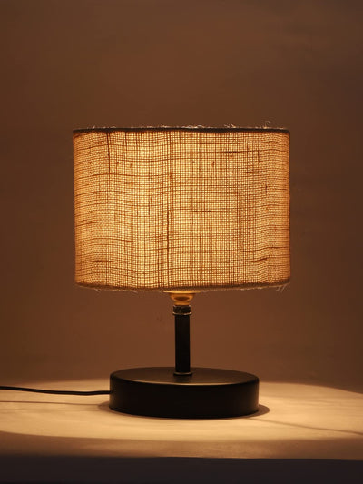 Iron Table lamp with White Jute Shade