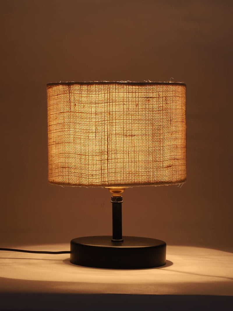 Iron Table lamp with White Jute Shade