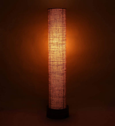 Beige Jute Round Natural Wood Floor Lamps (Beige, Jute)