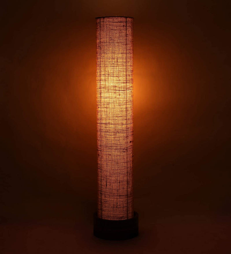 Beige Jute Round Natural Wood Floor Lamps (Beige, Jute)