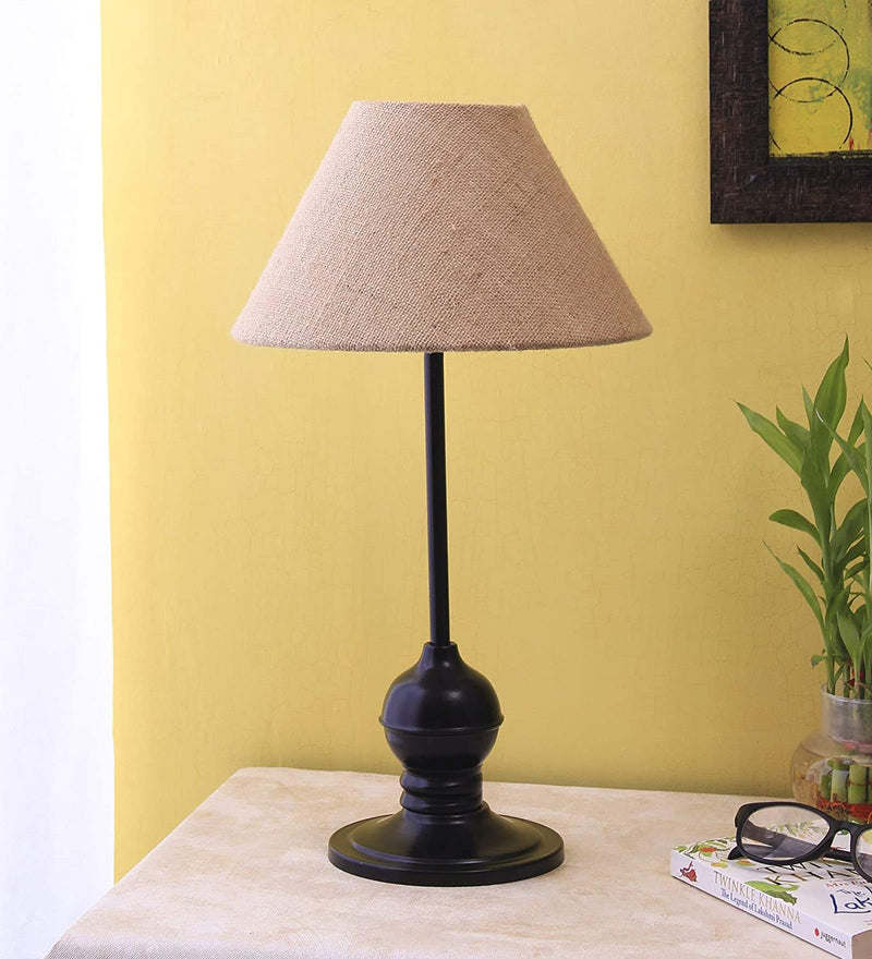 Beige Jute Designer Tea Ball Table Lamp