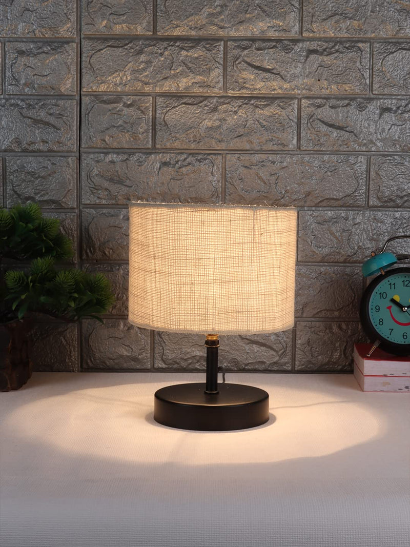 Iron Table lamp with White Jute Shade