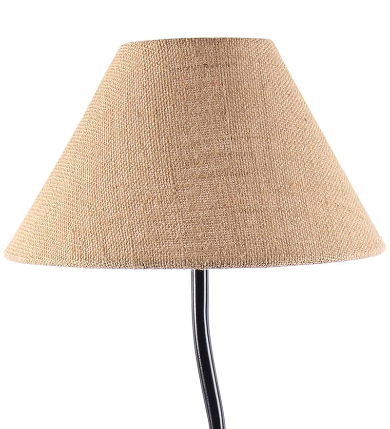 Beige Jute Zig Zag Iron Table Lamp