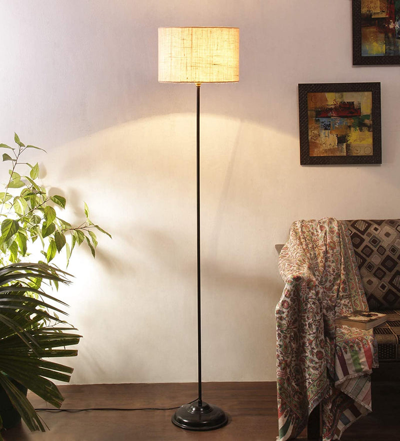 Jute Floor Lamp ( White )