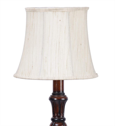 Off White Cotton Cylindrical Drum Designer Fashionable Wooden Floor Lamp for Home Decor (Off White, Medium)