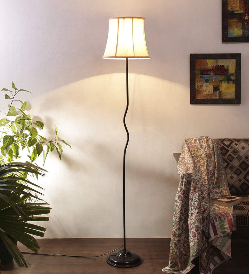 Cotton Soft Back Designer Wrought Iron Floor Lamp for Home Decor (Off White Medium)