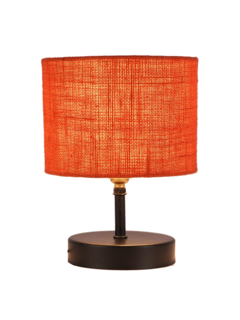 Iron Table lamp with Orange Jute Shade
