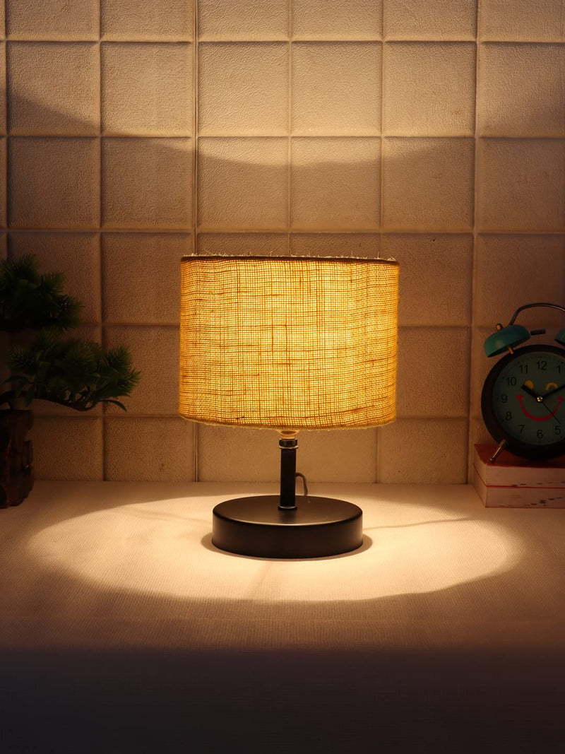 Iron Table lamp with Yellow Jute Shade