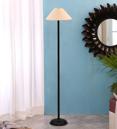 Off White Cotton Standing Floor Lamp (Off White)