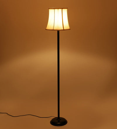 Off White Cotton Designer Stick Iron Floor Standing Lamp