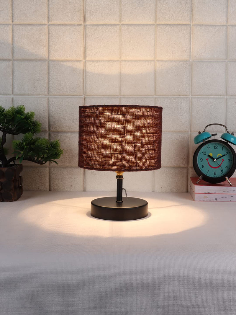 Iron Table lamp with Brown Jute Shade