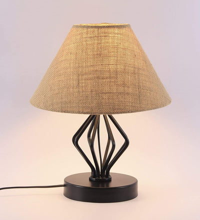 Beige Jute Designer Triangle Iron Table Lamp