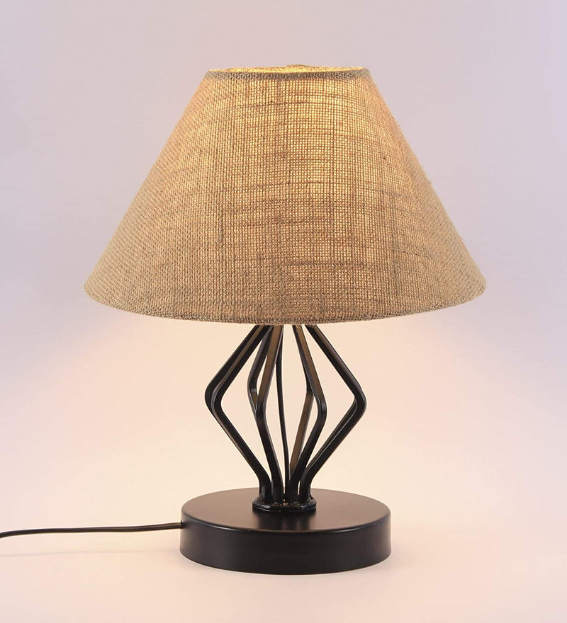 Beige Jute Designer Triangle Iron Table Lamp