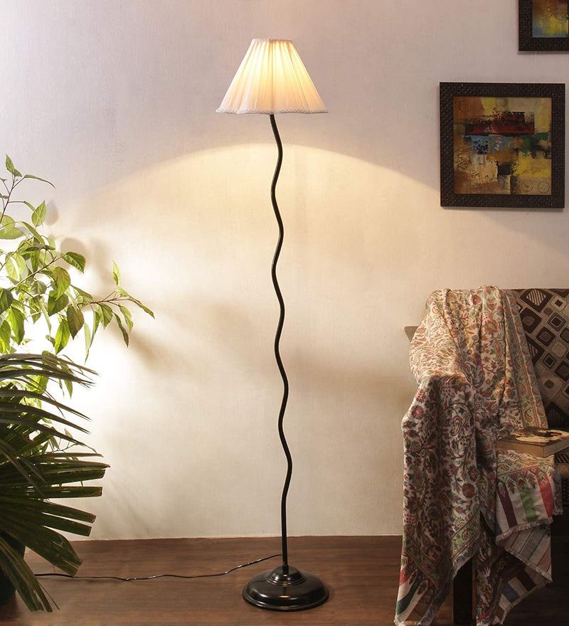 Off-White Cotton Floor Lamp