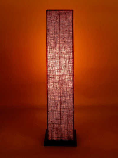Maroon Jute Square Shade Floor lamp with Black Iron Base