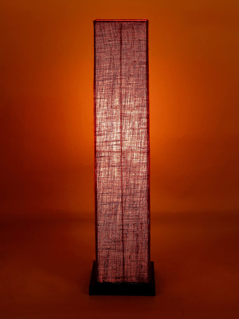 Maroon Jute Square Shade Floor lamp with Black Iron Base