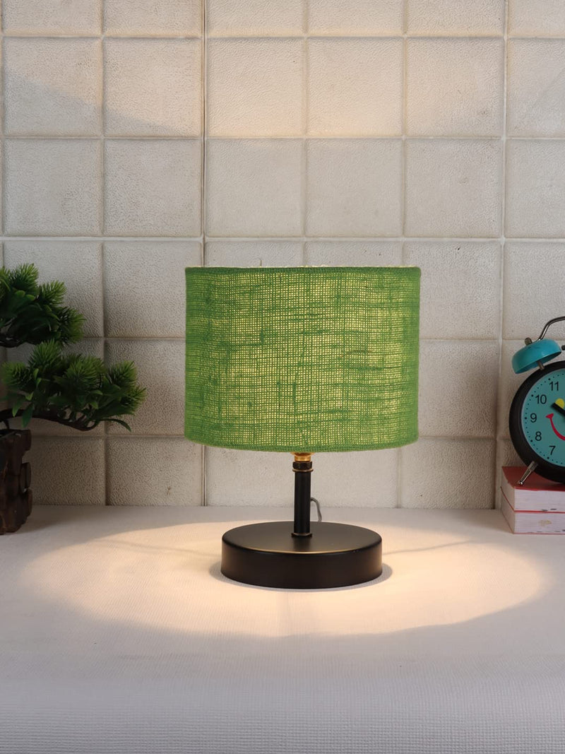 Iron Table lamp with Green Jute Shade