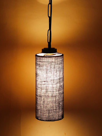 Blue Jute Cylindrical Hanging Lamp