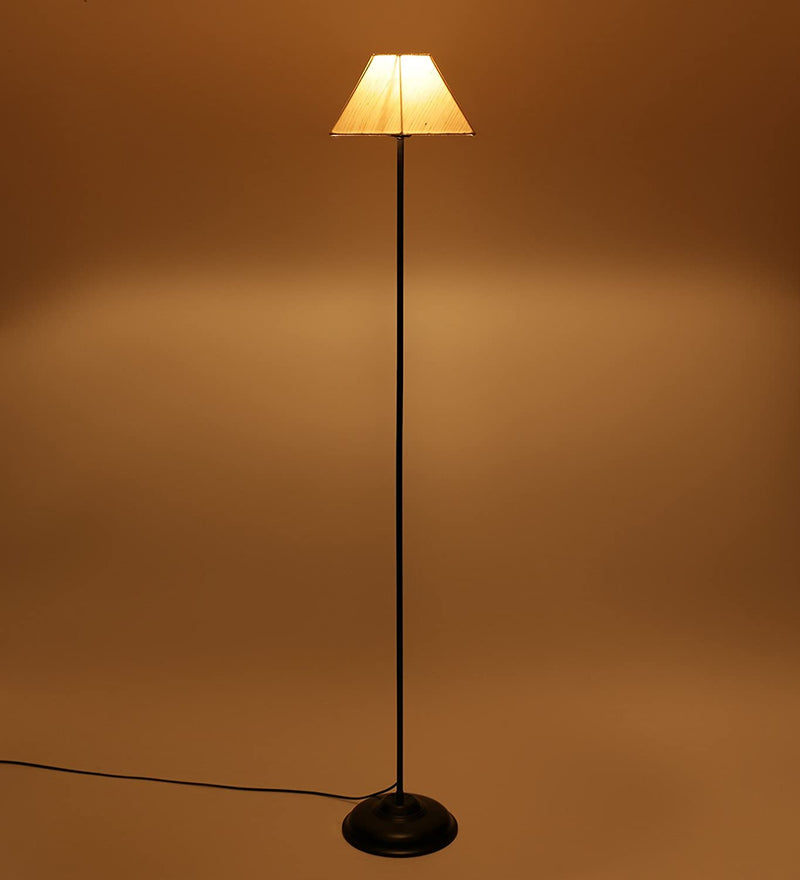 Cotton Off White Rectangular Standing Floor Lamp (Off White)