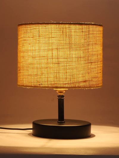 Iron Table lamp with Yellow Jute Shade